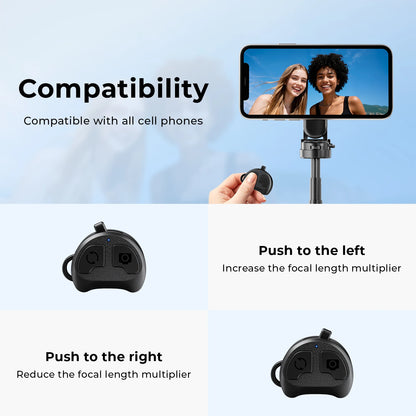 Upgraded Magnetic Phone Holder Pocket Selfie Stick 360° Rotation with Zoom Wireless Bluetooth Control for Smartphone Shooting