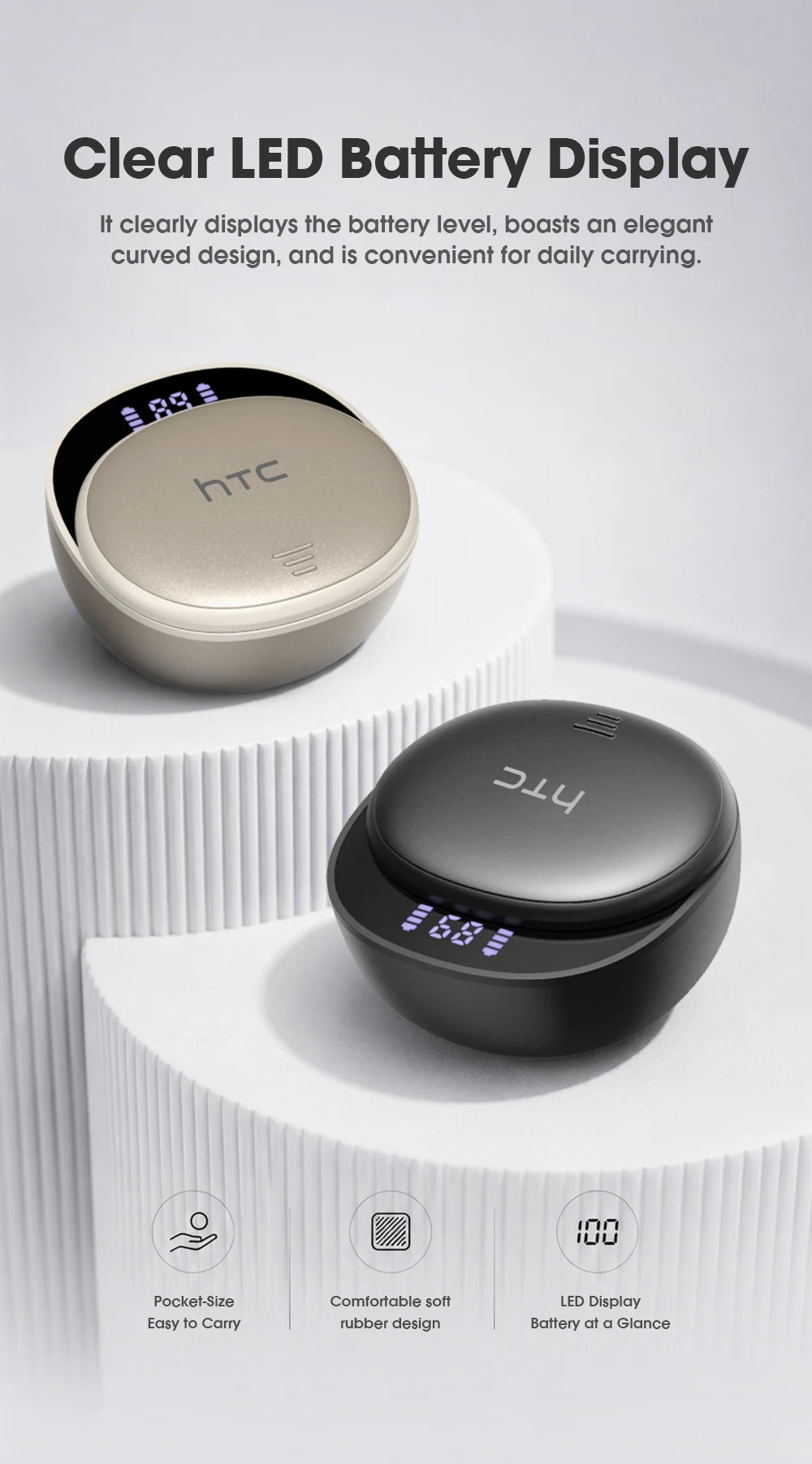 Micro Sleep Wireless Earbuds HTC NE97 Bluetooth 5.3 Pain-Free Fit 18H Playtime Friendly Earphones Soft Sound Side-Sleep
