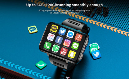 LOKMAT APPLLP 5 MAX Android Watch Phone Square Big Screen Wifi 4G Calls Smartwatches Dual Camera with Flashlight Gaming Watch