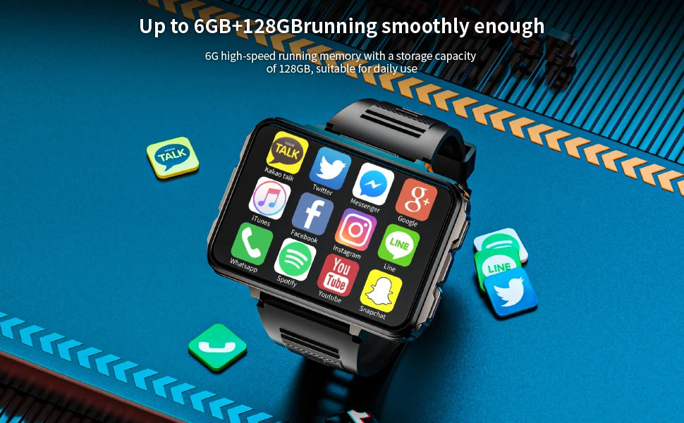 LOKMAT APPLLP 5 MAX Android Watch Phone Square Big Screen Wifi 4G Calls Smartwatches Dual Camera with Flashlight Gaming Watch