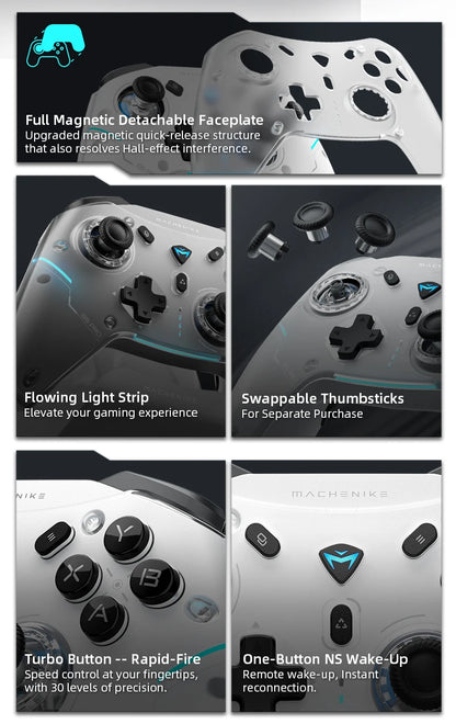 MACHENIKE G5Pro Max SE Gaming Controller With Charging Dock Optional Hall Effect Joysticks Triggers RGB Light Wireless Gamepad