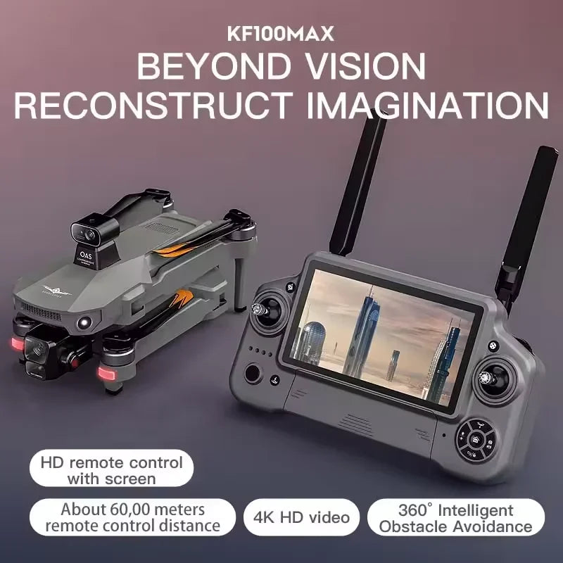 Teeggi KF100 MAX GPS RC with screen Drones With 4K HD Camera Profesional 3-Axis Gimbal obstacle avoidance 6KM Foldable RC Dron