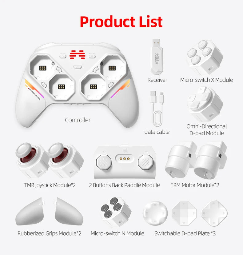 BEITONG PANGU Modular Wireless Controller, DIY Layout, Tool-Free Swap, TMR Joystick, for Switch/PC/Android/iOS