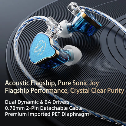 Wired Earphones for iPod, Hybrid 1DD 1BA HIFI In-Ear Headphones Deep Bass 3.5mm Detachable Cable Noise Isolation Headset