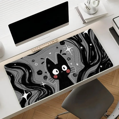 Cute Cartoon Creepy Cat Mouse Pad Non-slip Leather Gamer Balance Computer Mat Decoracion Deskmat Laptop Office Large Mouse Pad