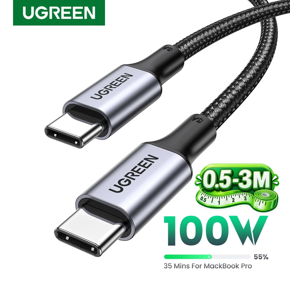 UGREEN PD100W USB Type C To USB C Cable for iPhone Duo 18Pro 17 Samsung S26 25 iPad Laptop Fast Charger Cord 5A E-Marker Chip