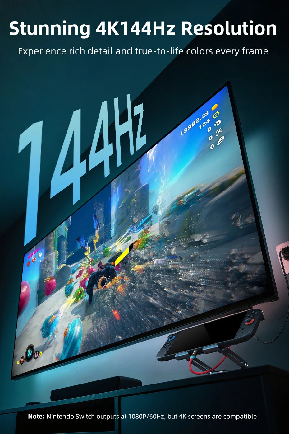 CABLETIME Switch 2 Dock Station Portable TV Dock 4K144Hz USB C to HDMI Cable  PD 100W Adapter Prefect Switch 2/1 OLED for PS4/5