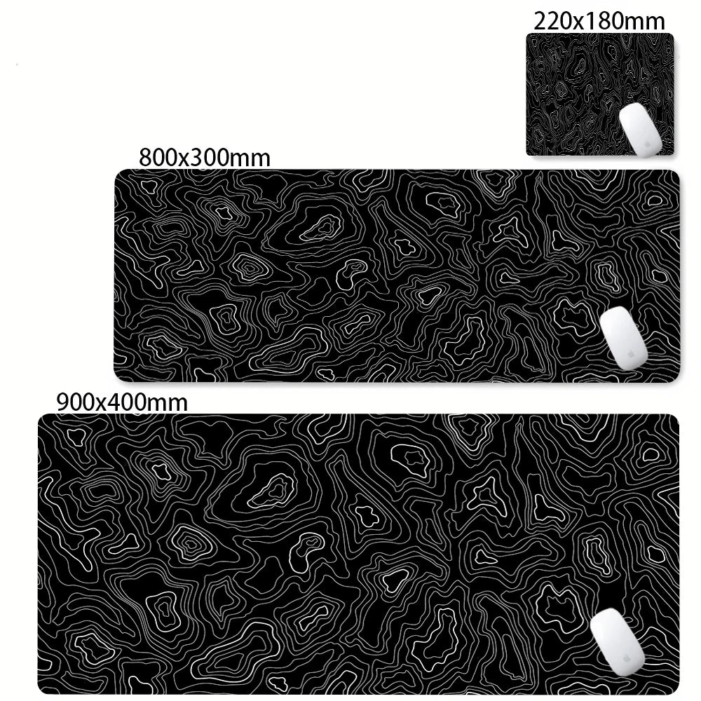 XXL Desk Mat Black And White Strata Liquid Mousepad Large Abstract Mouse Pad Gaming Deskmat With Lockedge Office Non-slip Carpet