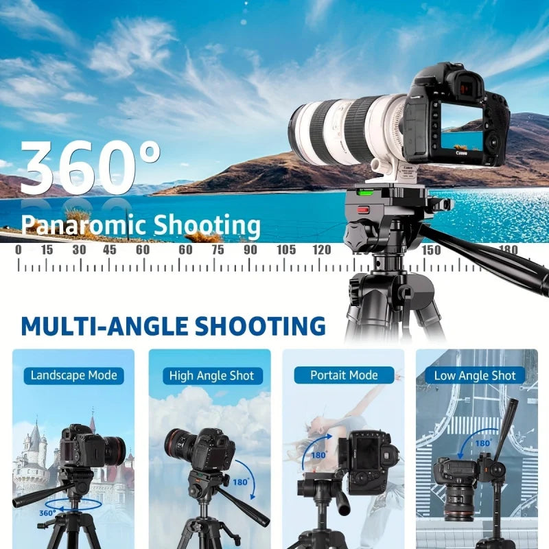 Professional 73 Inch Camera Tripod Heavy Duty Stand with Phone Holder Travel Bag for DSLR SLR DV Projector Photography