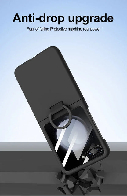 Hot Skin Feel Glass Case for Samsung Galaxy Z Flip 7 FE 6 5 5G Fold Business Fashion Cover Anti-knock Cases for Flip5 Flip6