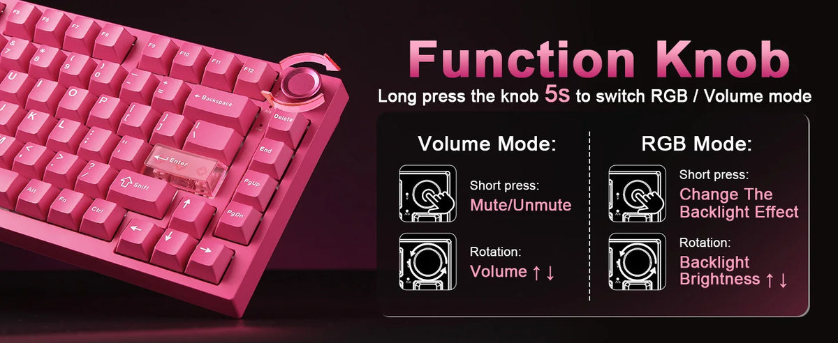 YUNZII RT75 PRO Dual 8K Wireless Gaming Keyboard, Rapid Trigger Mechanical Hall Effect Magnetic Keyboards, RGB Custom SOCD/DKS