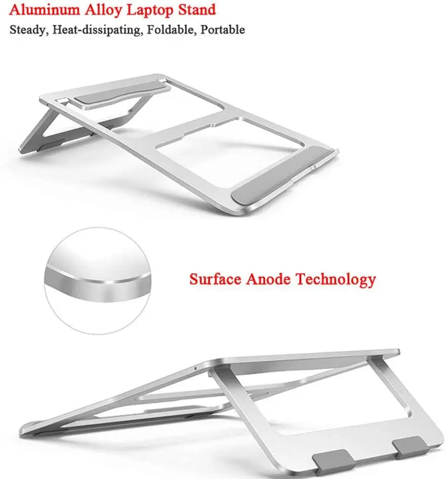 Ergonomic Aluminum Alloy Laptop Stand Foldable Adjustable Desktop Riser Cooler Bracket for 10-17 Inch MacBook Notebook PC Holder