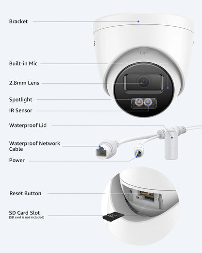 ANNKE 12MP 3K Outdoor Smart Dual Light PoE Security Camera Color IR Night Vision Built-in Microphone IP67 Smart Home H.265+