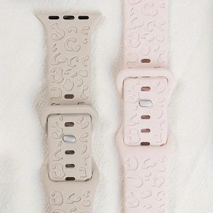 Engraved Strap For Apple Watch Band ultra 49mm 41mm-44-42mm 46mm Sport Silicone Leopard bracelet iWatch Series 11 10 9 8 7 se 6