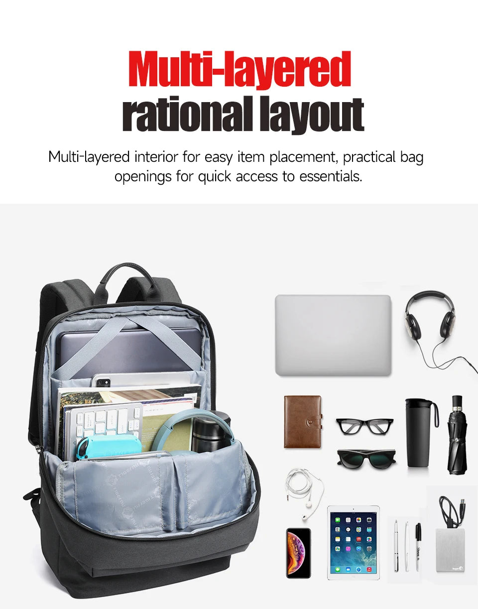 Tigernu Thin Backpack Men Laptop Backpack 15.6inch Bags College School Backpack Slim Backpack Male Travel Backpack USB Knapsacks