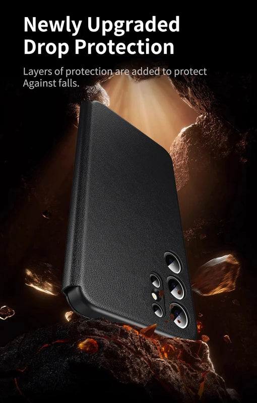 Premium Leather S-view LED Dispaly Window Leather Case For Samsung S26 Ultra S25 Edge S24 S23 S22 FE Plus A57/37 Card-slot Cover
