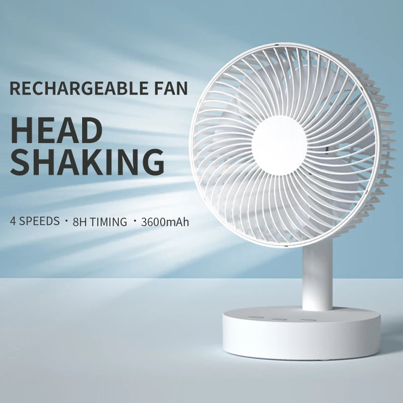 3600mAh USB Desk Fan 4 Speed Adjustable Desktop Table Fan with Strong Wind Quiet Portable Kipas USB Oscillating Fan
