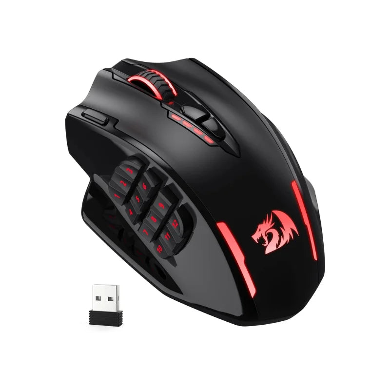 Redragon M913 Gaming 16000 DPI Wired 2.4Ghz Wireless RGB Optical Gamer Mice 16 Programmable Buttons, Black/White Mouse