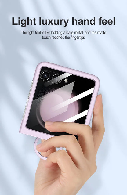 Hot Skin Feel Glass Case for Samsung Galaxy Z Flip 7 FE 6 5 5G Fold Business Fashion Cover Anti-knock Cases for Flip5 Flip6