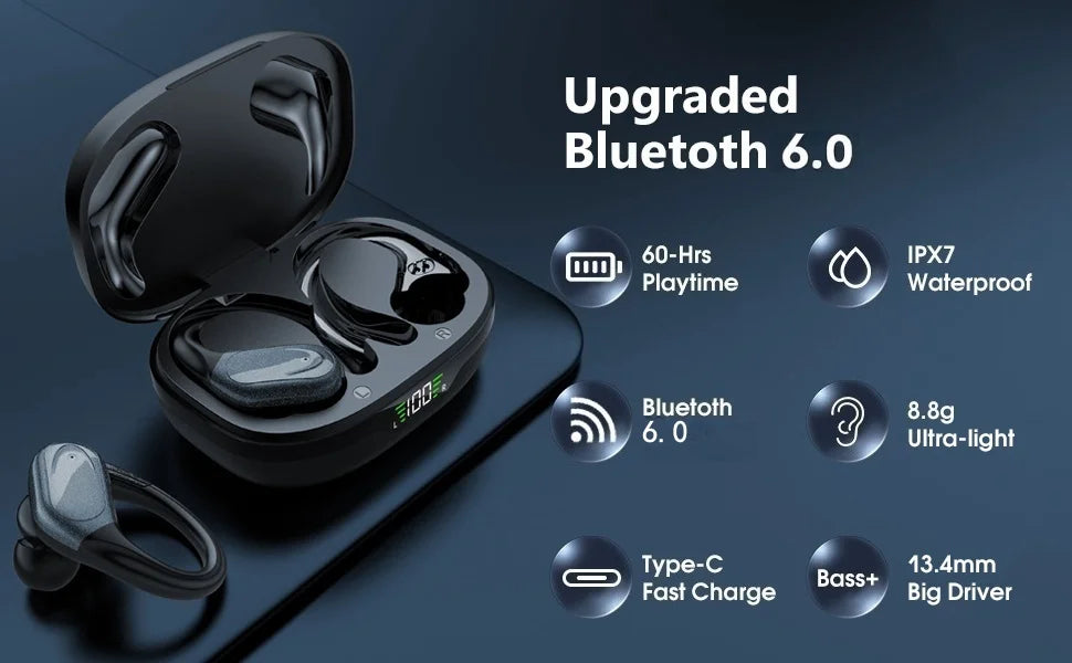 BX17 Bluetooth Earphones Tws Ear Hook Bluetooth 6.0 Running Sports Stereo Buttons Control With Microphone Wireless Headphones