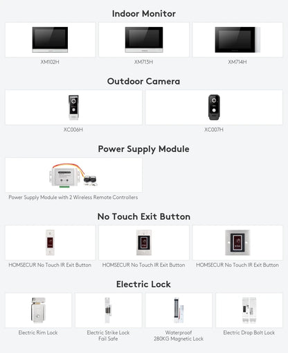 HOMSECUR 7" WIFI HD Video Door Phone Intercom Doorbell Tuya App Remote Control Door Unlock Auto Recording