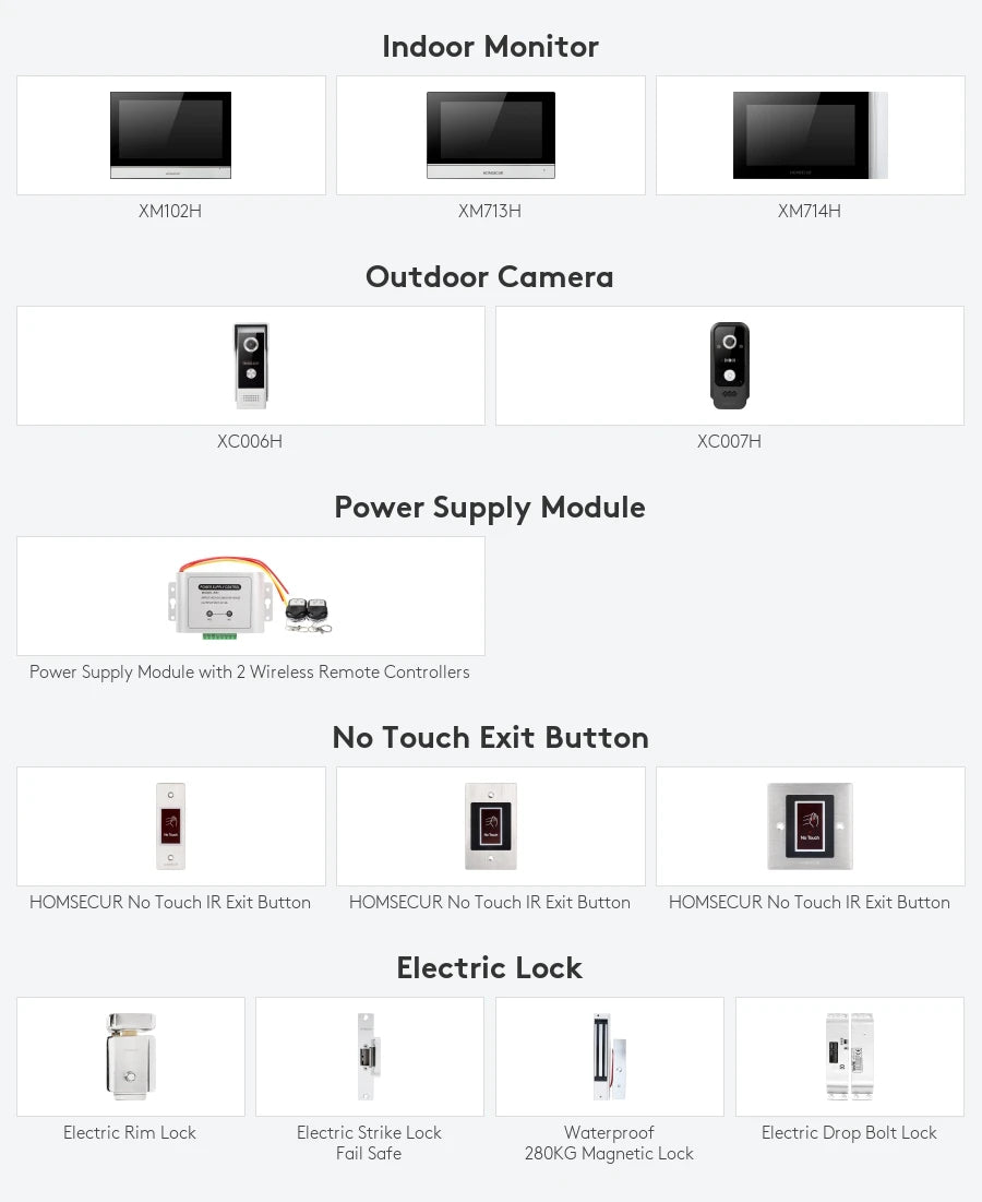 HOMSECUR 7" WIFI HD Video Door Phone Intercom Doorbell Tuya App Remote Control Door Unlock Auto Recording