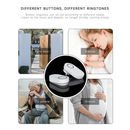 Newest Household High Volume Self Powered Wireless Doorbell US/EU/UK Plug Battery Free 60 Songs Waterproof Kinetic Door Bell