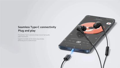 Xiaomi Type-C Earphones Clear Calls HD Microphone IP54 Dust Water Resistant Type-C Port Plug Play Wired Headphone
