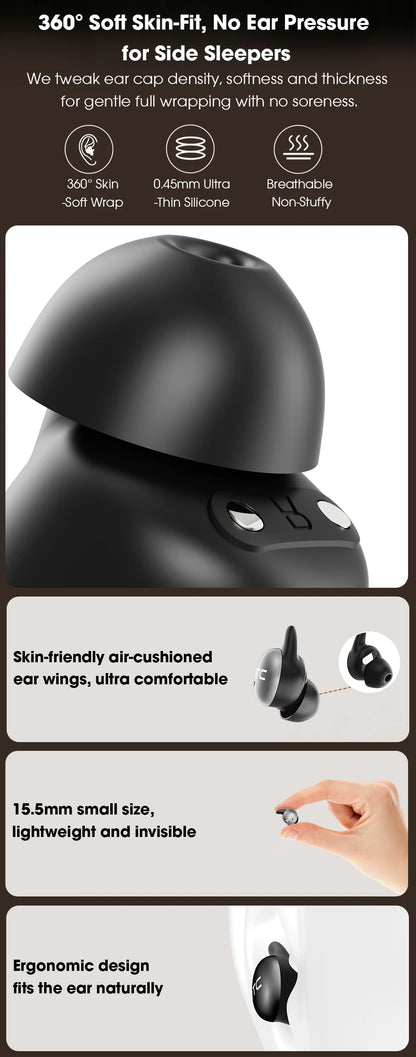 HTC NE90 TWS Sleep Bluetooth Earphones Wireless Bluetooth 5.3 Stereo Headphones Mini Sleeping Earbuds Long Battery Touch Control