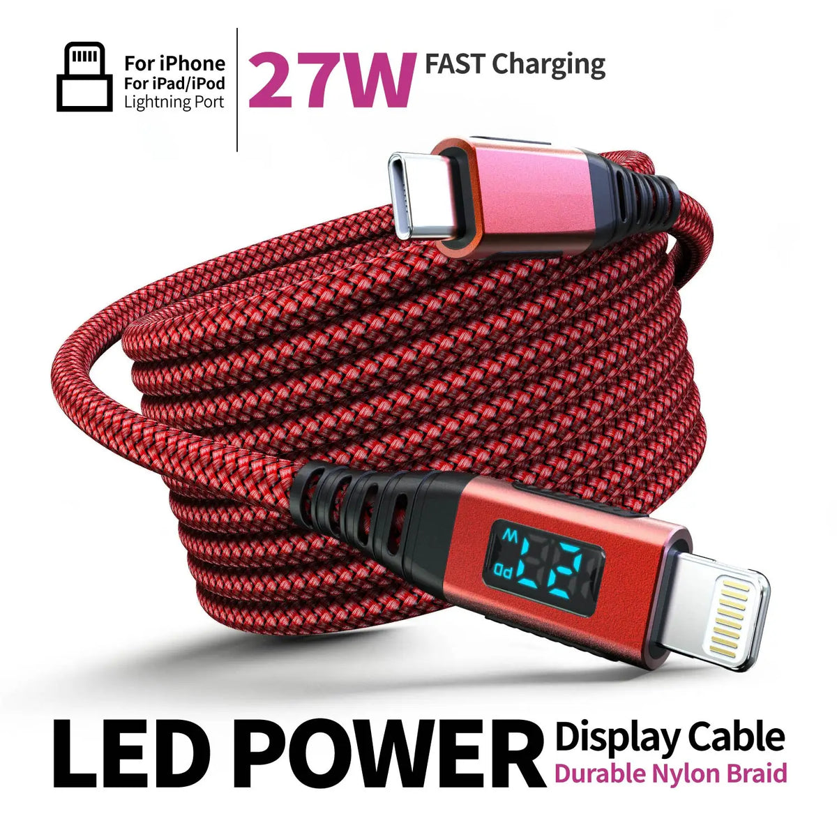 USB C to Lightning Cable [MFi Certified] 6FT Nylon Braided PD Fast Charging Cord for iPhone 14 13 12 11 Pro Max X XS XR 8 7 6s