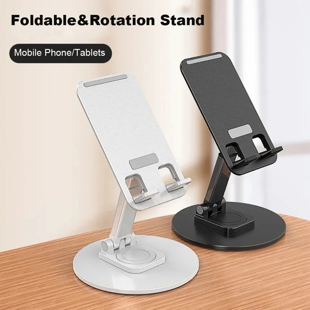360 ° Rotating Multi-Angle Non-Slip Metal Base Foldable Universal Phone Stand for Desk Holder for iPhone 13/14/15 Pro Xiaomi S