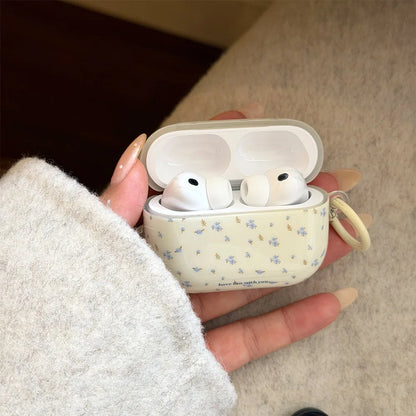 Korea Style Lovely Blue Flower Glossy Soft Silicone Earphone Case for Apple AirPods Pro 3nd Protective Cover for AirPods 4 Pro 2