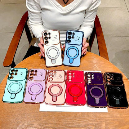 Plating Wave Shell Case For Samsung Galaxy S26 S25 S24 S23 S22 Ultra Plus FE A17 A55 A54 A15 A16 A35 A36 A56 Stand Holder Cover