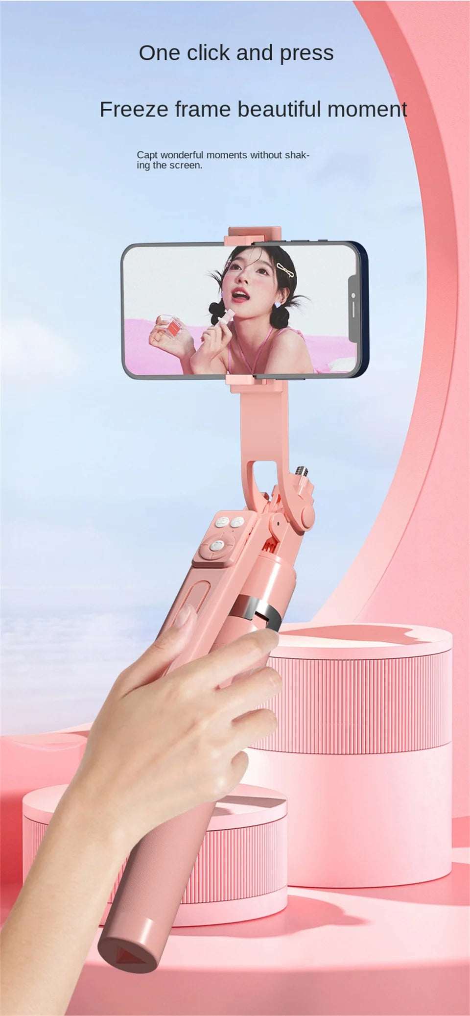 Roreta New 1.7M 360° Rotation Tripod for Smartphone Camera, Phone Holder with Bluetooth Shutter, Wireless Selfie Stick Brackets