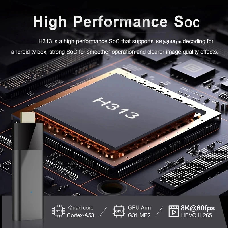 Android 16 TV Stick 4K Allwinner H313 Dual Wifi 2.4G/5.8G Quad Core HDR RAM 4GB ROM 32GB 64GB 128GB Home Theater Media Player