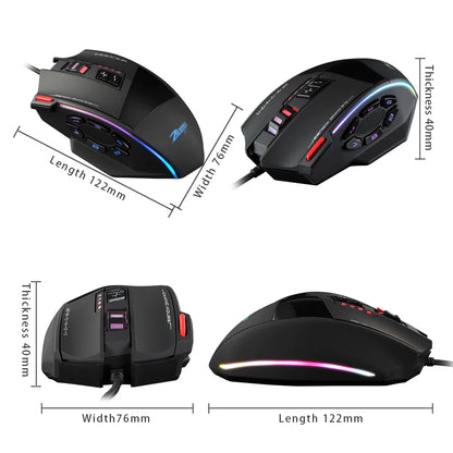 ZELOTES C13 Wired Mouse 10000DPI Programmable Gaming Mouse 13 Buttons RGB Light Laser Mouse for Gamer Computer PC Laptop