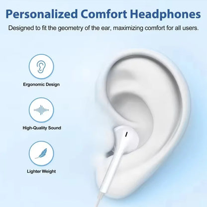 In-Ear Wired Earphones For Apple iPad iPhone 15 11 12 13 14 16 17 Pro Max TypeC Headphones Laptops Tablet 3.5mm Earphones