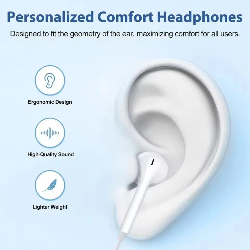 In-Ear Wired Earphones For Apple iPad iPhone 15 11 12 13 14 16 17 Pro Max TypeC Headphones Laptops Tablet 3.5mm Earphones