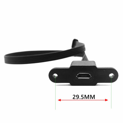 5CM 10CM 20CM MicroUSB panel mounting connector female Micro USB 5-pin.extension cable 30cm 50cm, with screw holes