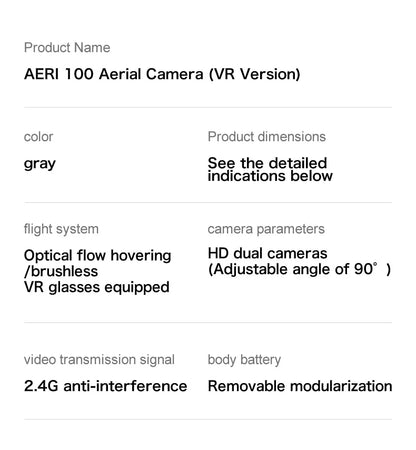 Aeri100 Drone with VR Optical Flow Positioning Brushless Motor HD Aerial Photography Dual Camera Remote Control Aircraft