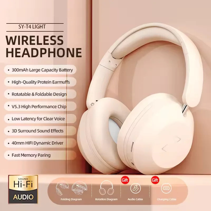 SY-T4 Foldable Wireless Bluetooth Headset Over Ear Sports Headphones High Power Stereo Sound For Cell Phones and Music XiaoMi
