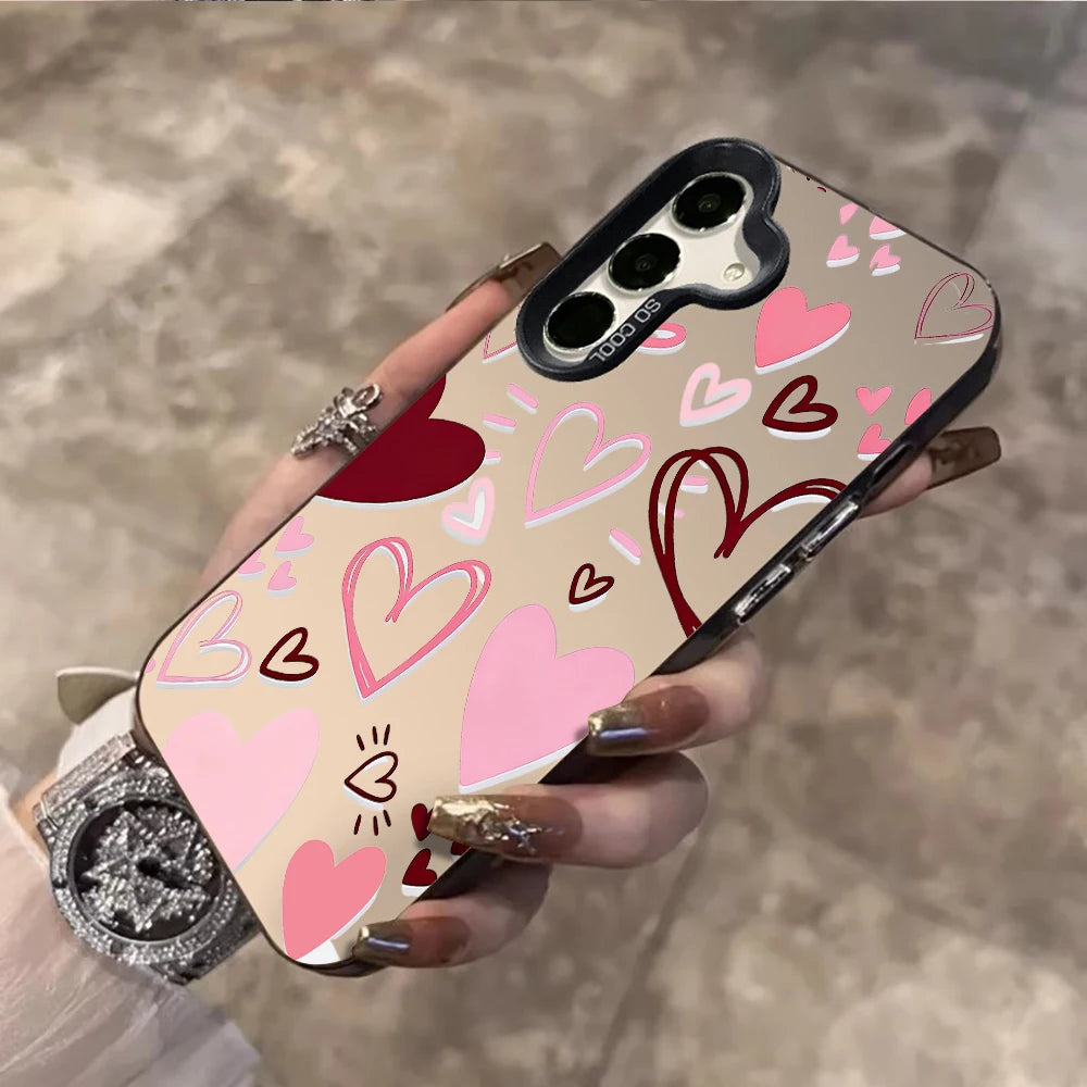 Modern Romance Hearts Phone Case For Samsung Galaxy S26 S25 S24 S23 S22 Ultra Plus A56 A55 A54 A53 A36 A35 IMD Shockproof Cover