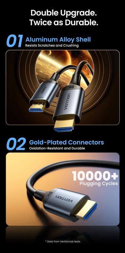 Vention 8K Fiber Optic HDMI 2.1 Cable 4K240Hz Dynamic HDR/VRR/ALLM/HDCP 2.3 Compatible for Samsung LG TV Box PC PS5/4 HDMI Cable