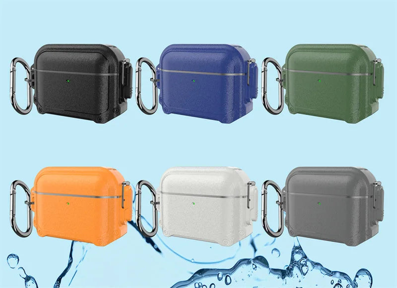 For AirPods 1/2/3/4, Pro & Pro 2 - Durable Waterproof Protective Case with Bluetooth Switch for Apple Earbuds