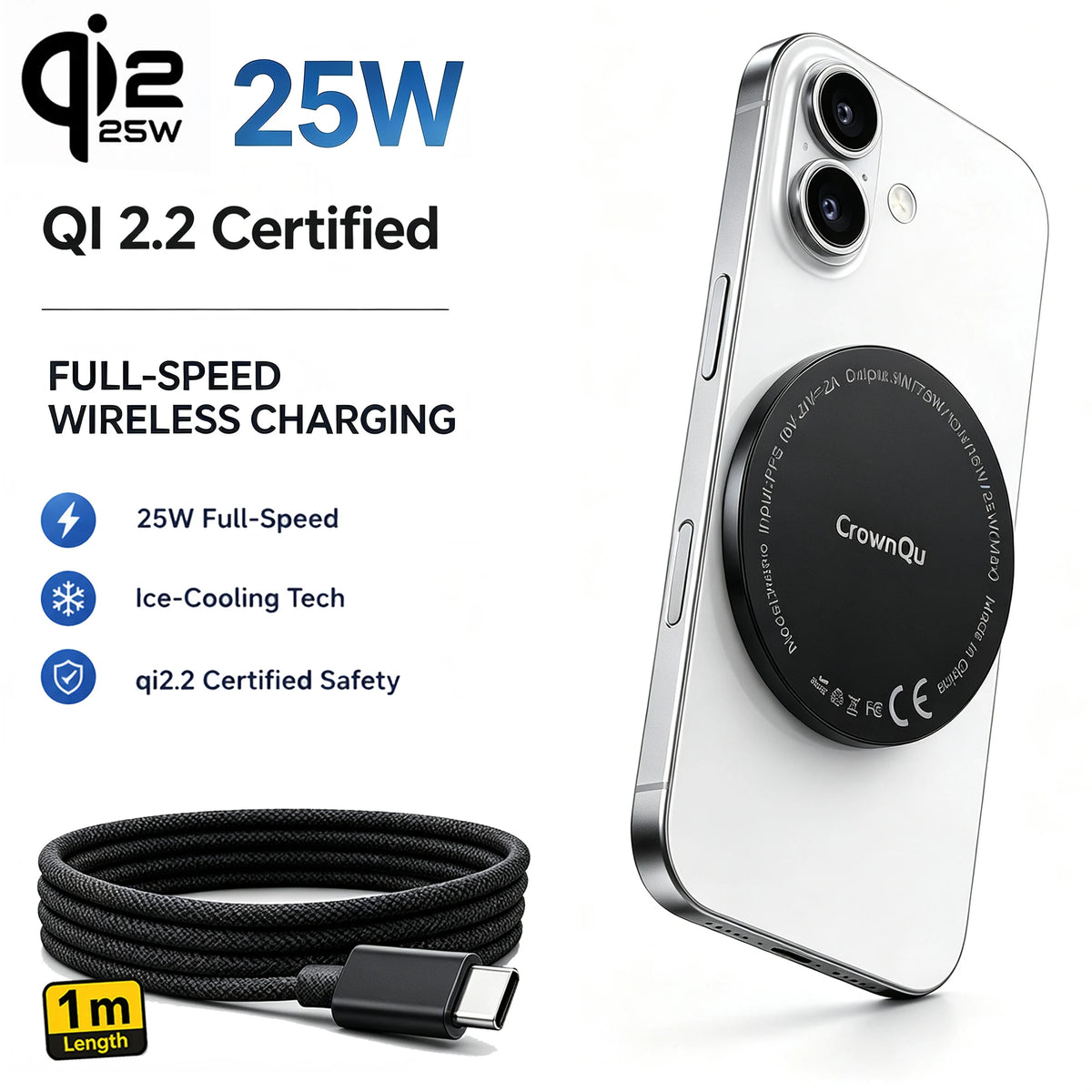 Qi2.2 Magnetic Charger 25W Magnetic Induction Fast Charging For Macsafe IPhone18 17 16 15 14 12ProMax‌ 5W Airpods Xiaomi Samsung