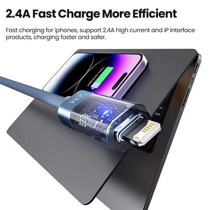 Toocki USB A to Lightning Cable 2.4A Smart Auto Power-off Fast Charging Data Wire for iPhone 14 13 12 11 Pro Max XS 8 7 SE iPad