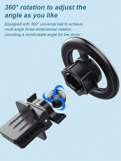 Aluminum Alloy Magnetic Car Phone Holder – 360° Rotation, Compatible with iPhone 12/13/14 Series & All Smartphones