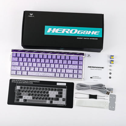 AULA Hero68 HE 65% ANSI US Layout Hot-Swap Wired Magnetic Gaming Keyboard 8kHZ Rapid Hall Effect Switch RGB Backlight Light Box