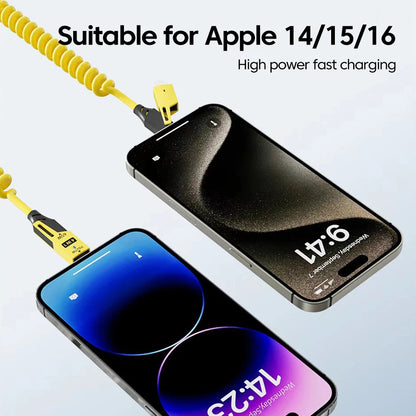 4 in 1 PD 27W 65W Fast Charging Spring Cable USB Type C To Type C And Lightning Data Cable Wire For iPhone 15 16 Samsung Xiaomi