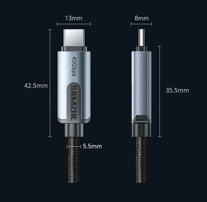 SAMZHE USB4 USB C to USB C Cable 40Gbps 8K 240W PD3.1 Fast Charging Type C Data Video Cable for MacBook iPhone iPad Monitor Dock
